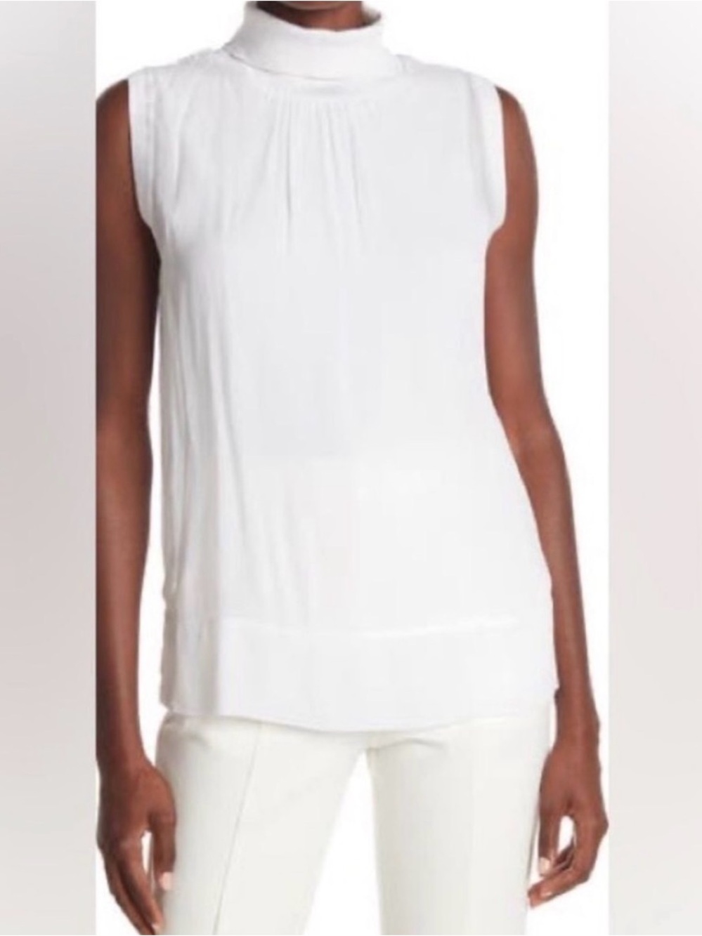 Reiss Sleeveless White Mock Neck Top